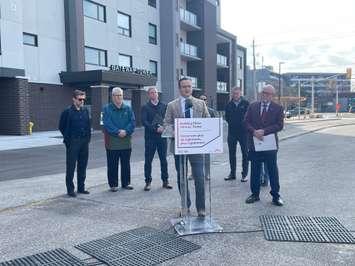 Windsor-Tecumseh MP Irek Kusmierczyk announces funding for the Town of Tecumseh, March 4, 2024. (Photo by Maureen Revait) 