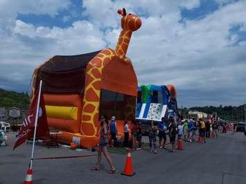 A carnival held for striking Goderich salt mine workers at the picket line. July 13th, 2018 (Photo by Bob Montgomery)
