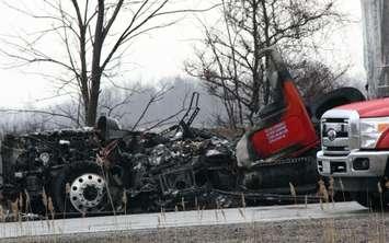 Fatal 402 Truck Fire Jan. 31, 2016 (BlackburnNews.com Photo by Dave Dentinger)