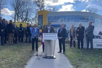 MP Irek Kusmierczyk announces funding for Sterling Fuels, November 12, 2024. (Photo by Maureen Revait)  