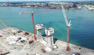 The Canadian side of the Gordie Howe International Bridge after 1,000 days of construction.  (Photo courtesy of the Windsor-Detroit Bridge Authority)