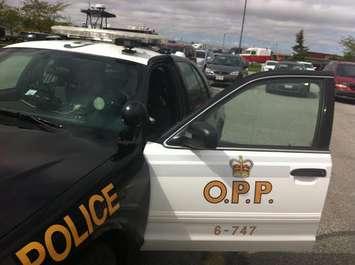 OPP cruiser with new licence plate scanning camera. 