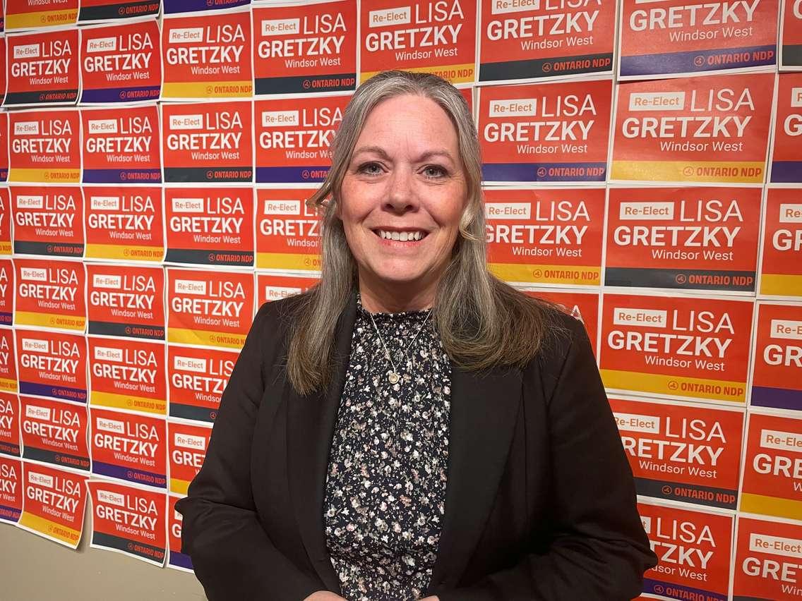 Lisa Gretzky celebrates her election win at her campaign office, February 27, 2025. (Photo by Maureen Revait) 