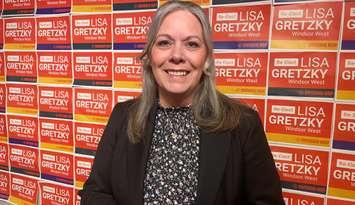 Lisa Gretzky celebrates her election win at her campaign office, February 27, 2025. (Photo by Maureen Revait) 