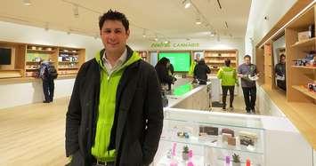 Central Cannabis Owner Chris Comrie stands inside his newly opened store at 666 Wonderland Rd., April 1, 2019. (Photo by Miranda Chant, Blackburn News)