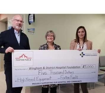 Foxton Fuels owners Mark Foxton and Lisa Hearnden, and WDH Foundation Development Officer Nicole Jutzi (photo submitted)