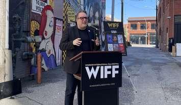 WIFF Executive Director Vincent Georgie announces summer event schedule, May 16, 2025. (Photo by Maureen Revait) 