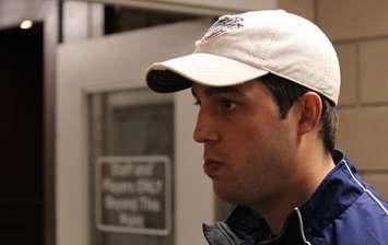 Windsor Spitfires Assistant Coach Jerrod Smith, January 29, 2014. (Photo by Mike Vlasveld)