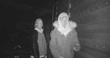 Two men suspected of stealing a motorcycle from Myers Towing in Windsor. (photo courtesy Windsor police surveillance video)