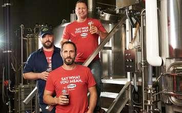 FRANK Brewing founders Shane and Steve Meloche, alongside Head Brewer Brad Wright at FRANK Brewing Co. in Tecumseh. (Photo courtesy frankbeer.ca)