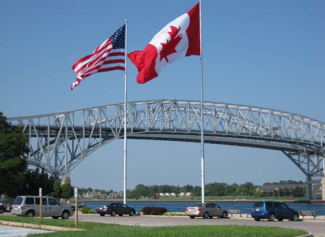 Blue Water Bridge from Point Edward. (Photo by Lambton County Trails)