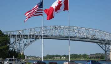 Blue Water Bridge from Point Edward. (Photo by Lambton County Trails)