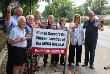 Members of 42 Forward-Our New Hospital launch their campaign in support of the approved location for the new acute-care hospital, September 9. 2019. (Photo by Maureen Revait) 