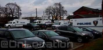 Windsor police vehicles on the scene of a standoff on Monmouth Road, December 17, 2023. Photo courtesy On_Location/X.