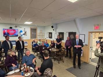 Ben Lobb speaks to supporters at the Lucknow Legion shortly after his election victory on April 28, 2025 (Photo by Adam Bell)