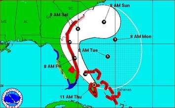 An image of Hurricane Matthew from the National Hurricane Centre www.nhc.noaa.gov.