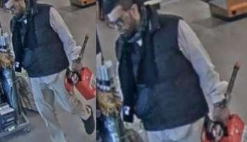 A man being sought in connection with a series of retail thefts is shown on surveillance camera. Image provided by Windsor police.