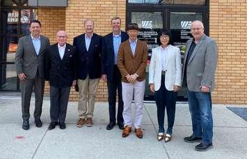 (Left to Right: Joe Goncalves, vice president investment attraction and strategic initiatives, Invest WindsorEssex; John Peracchio, senior executive advisor, Convoy Technologies; Rudiger Breitenecker, outside legal council; Ron Harker, president, Convoy Technologies; Takutaro Onoes, chairman, Convoy Technologies; Na Qu, investment attraction specialist, Invest WindsorEssex and Stephen MacKenzie, president and chief executive officer, Invest WindsorEssex)