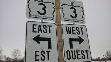 Hwy. 3 sign in Leamington. Photo taken January 26, 2014. (Ricardo Veneza)