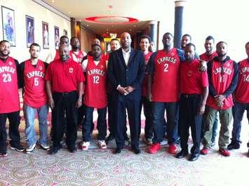 The Windsor Express visit Caesars Windsor to talk about this seasons upcoming game to be played at the Colosseum, December 10, 2014. (photo by Mike Vlasveld)