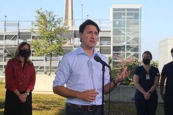 Liberal leader Justin Trudeau makes campaign stop in Windsor, September 17, 2021. (Photo by Maureen Revait)