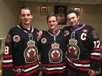 Retiring Players-Brett Storr, Justin Vanbuskirk & Hunter Tyczinski. Photo courtesy of Blackburn News.