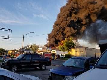 Fire at Serbu Tire in Windsor on June 23, 2019 (photo courtesy Connie Anderson)