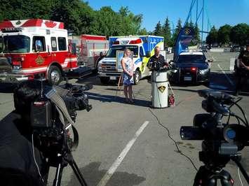 Colleen and John Eve speak to the media on July 31, 2015. (Photo courtesy of the OPP)