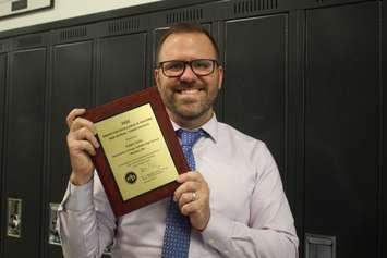 Adam Mills, recipient of the 2022 Award for Excellence in Teaching High School Physics (Ontario), April 27, 2023. (Photo by Maureen Revait) 
