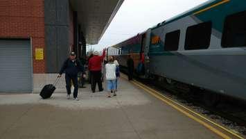 Passengers step off a Via Rail train at the station in Windsor on April 13, 2017 (Photo by Mark Brown/Windsor News Today)