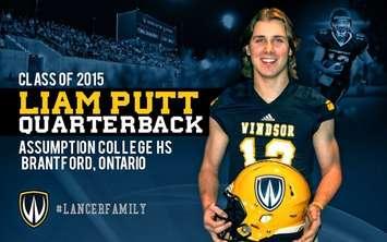 Liam Putt will play for the University of Windsor Lancer Football Team in 2015. (Photo courtesy University of Windsor Athletics and Recreation)