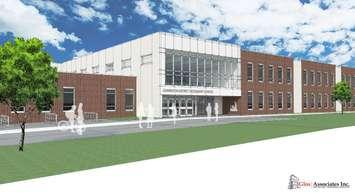 A rendering of the new Leamington District Secondary School, provided by Glos Associates Inc. April 20, 2016. 