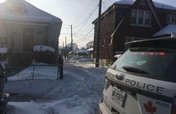 Photo of police presence on Church St. in Windsor after a body was found February 14, 2018.  (Photo by Maureen Revait)