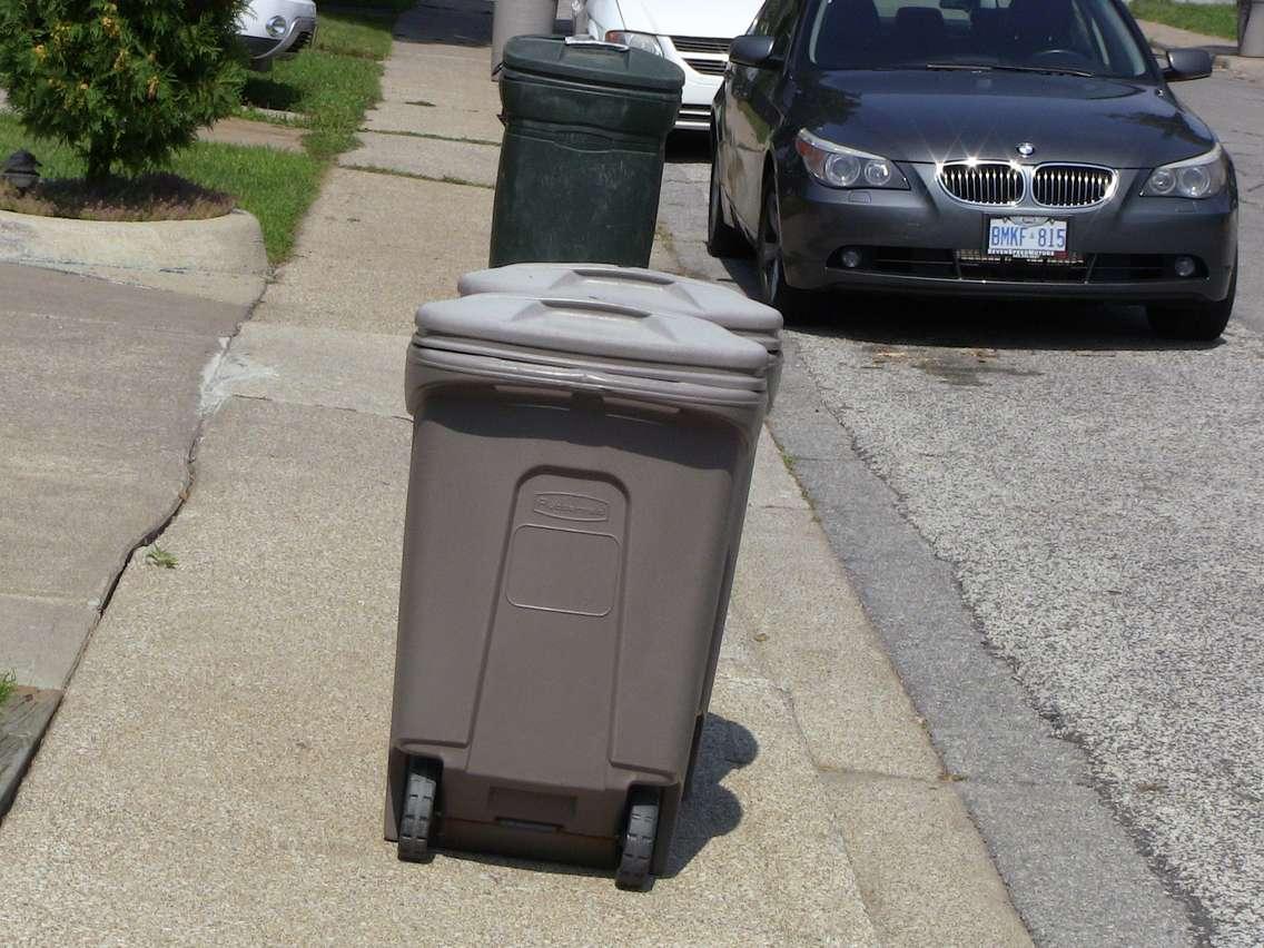 A hard-sided garbage can.  (Photo by Adelle Loiselle.)