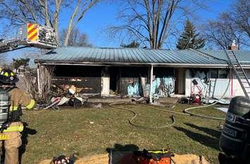 Fire on Kathleen Avenue. November 22, 2022. (Photo courtesy of tthe Sarnia Firefighters Association via Twitter) 