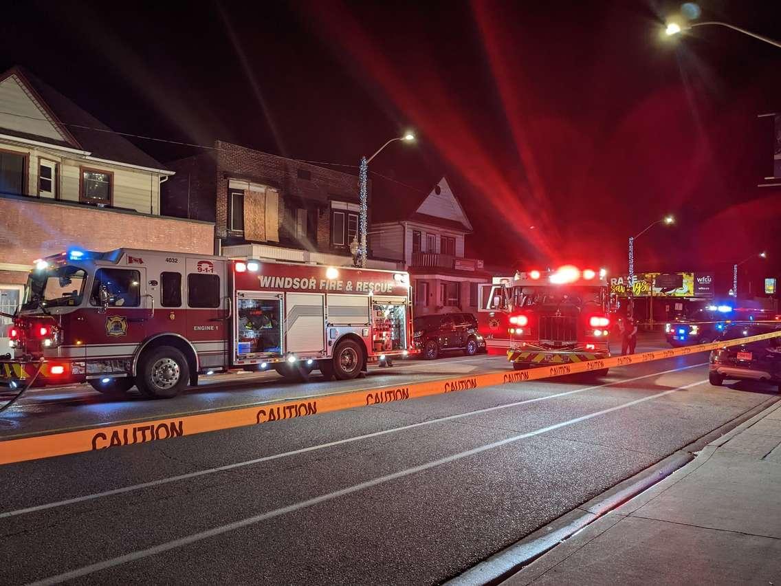 Emergency crews on scene of a structure fire on Wyandotte St. E. near Pierre Ave. October 21, 2022. Photo by Mark Brown, Blackburn Media. 