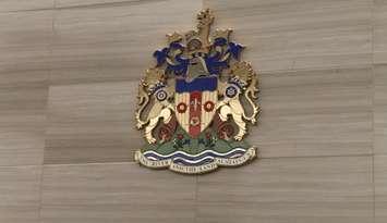 The seal of the city of Windsor is displayed in the council chambers of New Windsor City Hall. Blackburn News file photo.