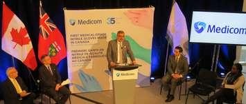 Medicom Founder and Executive Chairman Ronald Reuben announces the company will be building a nitrile glove factory in London, December 1, 2023. (Photo by Miranda Chant, Blackburn News)