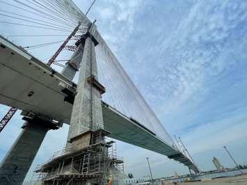 The Gordie Howe International Bridge deck nearing completion, May 14, 2024. (Photo by Maureen Revait) 