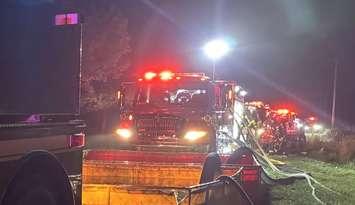 Emergency crews on the scene of a fire in Rodney (Photo by: West Elgin Fire Department Facebook page)