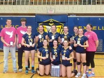 The CKSS Golden Hawks beat UCC in straight sets to win the LKSSAA AAA volleyball Championship, Friday February 19, 2016 (Photo courtesy of Elish Smith)