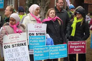 Striking public health nurses and their supporters at a rally in Windsor, March 15, 2019. Photo by Mark Brown/Blackburn News.