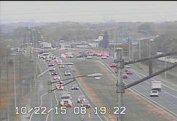 Traffic camera photo of a crash on the EC Row near Howard Ave. October 22, 2015 (Photo from Min of Transportation)