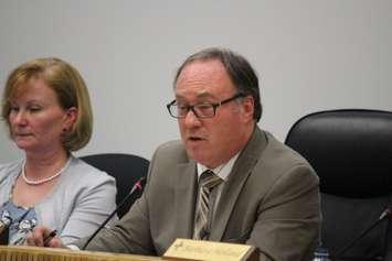 WECDSB Director of Education Paul Picard addresses trustees at the regular board meeting on December 16, 2014. (Photo by Ricardo Veneza)