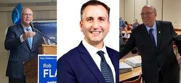 Elgin-Middlesex-London MPP Rob Flack, Chatham-Kent-Leamington MPP Trevor Jones and Sarnia-Lambton MPP Bob Bailey. Blackburn Media file photos. 