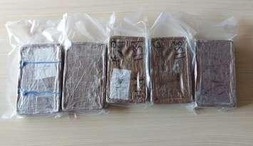 A seizure of suspected cocaine is displayed on July 3, 2025. Photo courtesy Ontario Provincial Police.