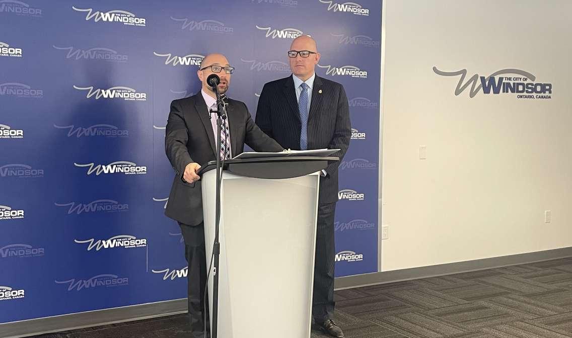 Andrew Daher and Windsor Mayor Drew Dilkens, January 22, 2025. (Photo by Maureen Revait) 