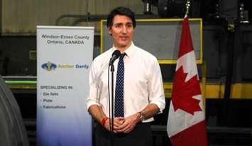 Prime Minister Justin Trudeau visits Anchor Danly in Windsor ahead of President Donald Trumps inauguration, January 16, 2025. (Photo by Maureen Revait)  