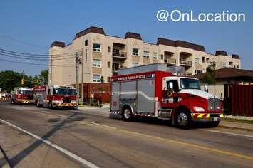 Windsor fire crews outside a fire on Edgar Street, June 7, 2023. Photo courtesy On Location/Twitter.