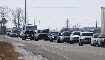Traffic backed up near Banwell Rd. along EC Row Exwy. E. in Windsor, March 7, 2014. 